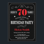 70th Birthday Invitation Red and Black Chalkboard<br><div class="desc">70th Birthday Invitation Red and Black Typography. Chalkboard. Black and White Background. Adult Birthday. Male Men or Women Birthday. Kids Boy or Girl Lady Teen Teenage Bday Invite. 13th 15th 16th 18th 20th 21st 30th 40th 50th 60th 70th 80th 90th 100th. Any Age. For further customization, please click the "Customize...</div>