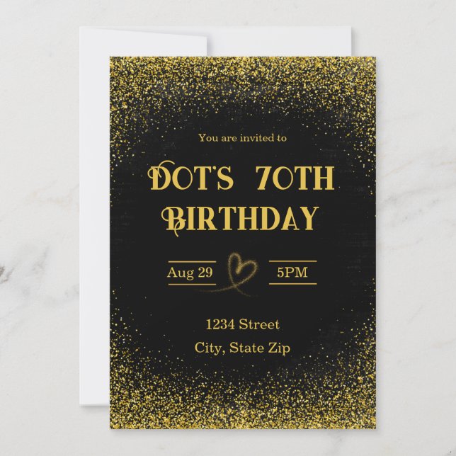 70th Birthday Invitation – Seventy in Gold (Front)
