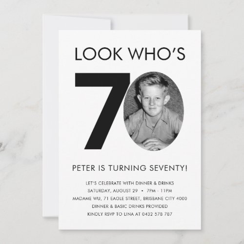 70th Birthday Invitation with Photo