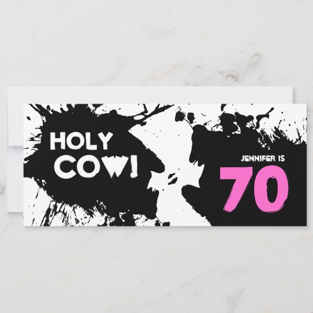 70th Birthday Invitations - Holy Cow! (Front)