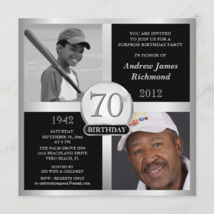 70th Birthday Invitations Then & Now Photos