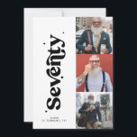 70th Birthday invite modern minimal simple photo<br><div class="desc">70th Birthday invite modern minimal simple retro black and white multi photo typography design.</div>