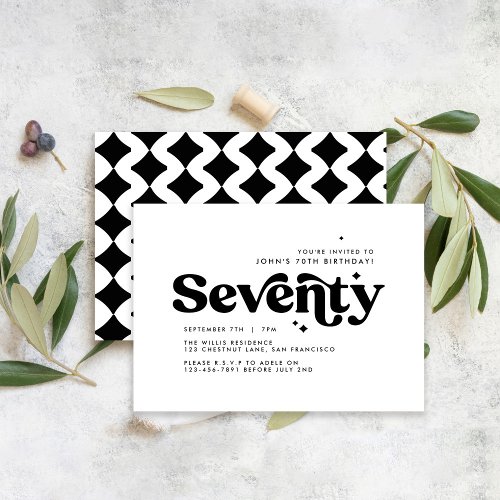 70th Birthday invite modern minimal simple retro