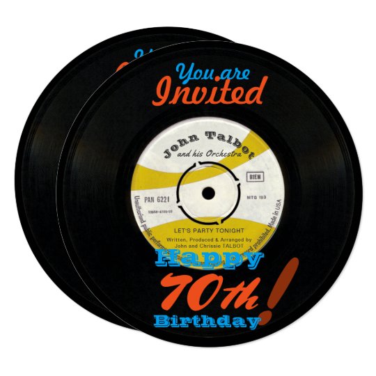 70th Birthday Invite Retro Vinyl Record 45 Rpm Zazzle Com