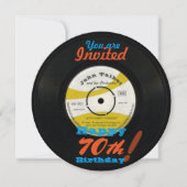 70th Birthday Invite Retro Vinyl Record 45 RPM (Front)