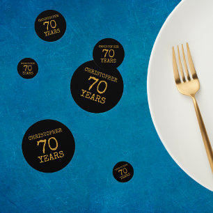 70th Birthday Legendary Black Gold Retro Confetti