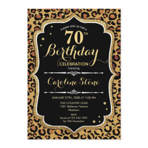 70th Birthday - Leopard Print Invitation