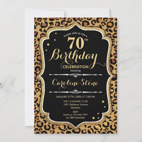 70th Birthday _ Leopard Print Invitation