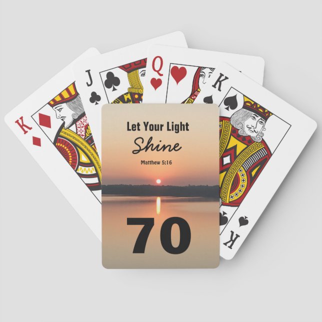 70th Birthday Let Your Light Shine Bible Quote Poker Cards (Back)