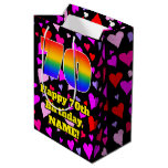 [ Thumbnail: 70th Birthday: Loving Hearts Pattern, Rainbow # 70 Gift Bag ]