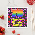 [ Thumbnail: 70th Birthday: Loving Hearts Pattern, Rainbow # 70 Napkins ]