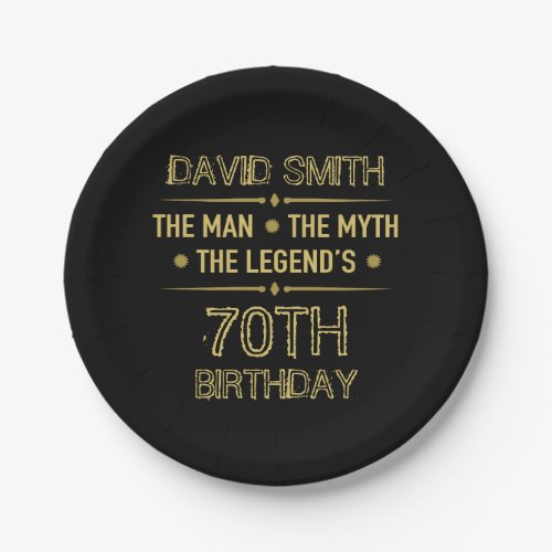 70th Birthday Man Myth Legend Paper Plates