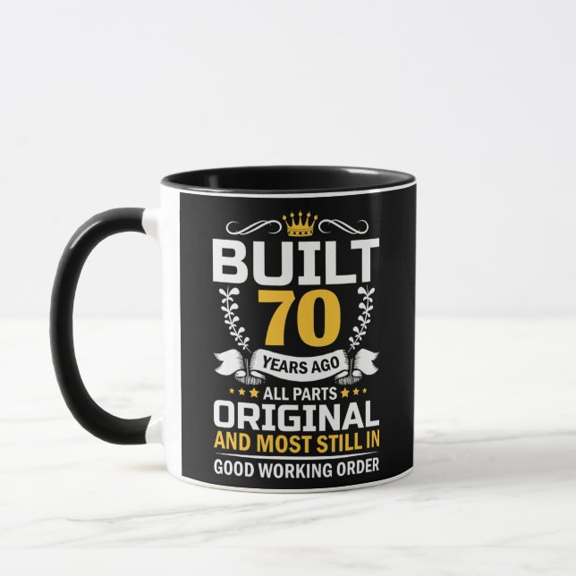 70th Birthday Man Woman Built 70 Years Ago  Mug (Left)