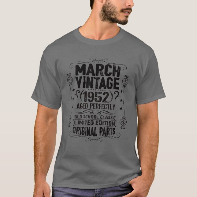 70Th Birthday March 1952 Pisces Girl Aries Man Vin T-Shirt (Front)