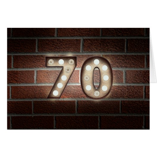 70th birthday-marquee light sign on brick (Front Horizontal)