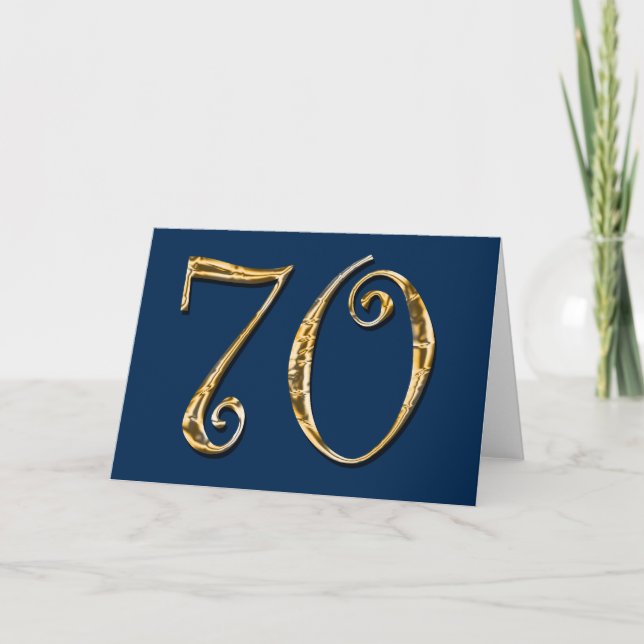 70th birthday | MENS blue gold Card (Front)