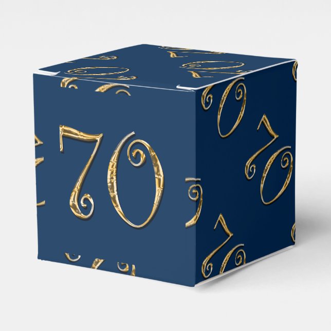 70th birthday | MENS blue gold Favor Boxes (Front Side)