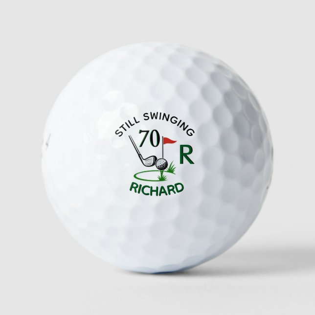 70th Birthday Men's Monogram Name Golf Balls (Front)