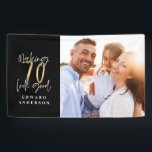 70th birthday modern black and gold photo collage banner<br><div class="desc">Cheers to 70 years 70th birthday modern black and gold photo collage invitation. Modern script text design. Part of a collection.</div>