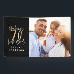 70th birthday modern black and gold photo collage banner<br><div class="desc">Cheers to 70 years 70th birthday modern black and gold photo collage invitation. Modern script text design. Part of a collection.</div>