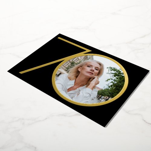 70th Birthday Modern Custom Photo Chic Black Gold
