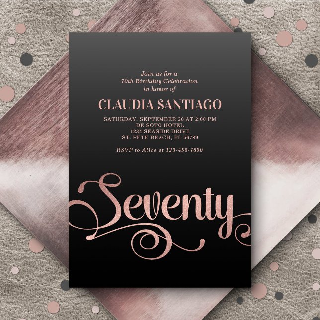 70th Birthday Modern Script Invitation (Creator Uploaded)