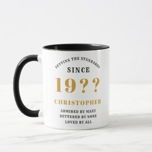 70th Birthday Monogram And Year Black Gold Mug