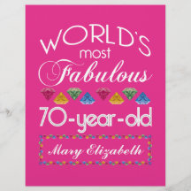 70th Birthday Most Fabulous Colorful Gems Pink