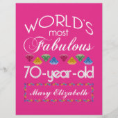 70th Birthday Most Fabulous Colorful Gems Pink (Front)