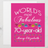 70th Birthday Most Fabulous Colorful Gems Pink (Front/Back)