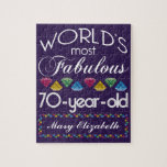70th Birthday Most Fabulous Colorful Gems Purple Jigsaw Puzzle at Zazzle