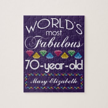 70th Birthday Most Fabulous Colorful Gems Purple Jigsaw Puzzle by BCMonogramMe at Zazzle