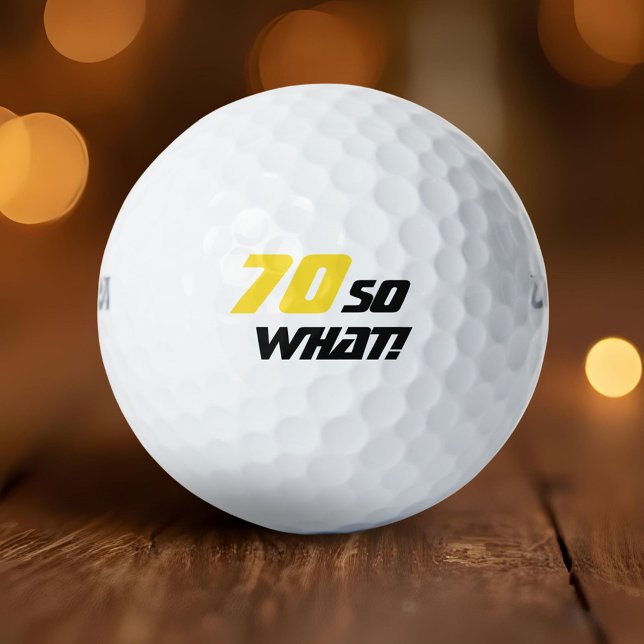 70th Birthday Motivational Elegant Yellow Black Golf Balls (Creator Uploaded)