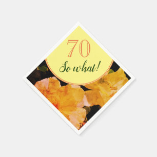 70th Birthday Motivational Yellow Roses Party Napkins