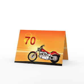 70th birthday Motorcycle sunset Card