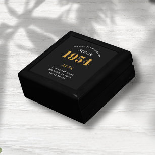 70th Birthday Name 1954 Black Gold Elegant Chic Gift Box