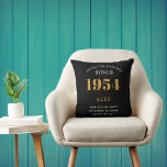 70th Birthday Name 1954 Black Gold Elegant Chic Throw Pillow<br><div class="desc">70th Birthday Special 1954 Born Black Gold Chic Elegant Throw Pillow - Perfect for Home Décor. Celebrate your 70th milestone with our Black Gold Elegant Chic Throw Pillow. This artistically designed pillow is not just a cushion, but a tribute to your golden journey since 1954. Crafted with style and elegance,...</div>