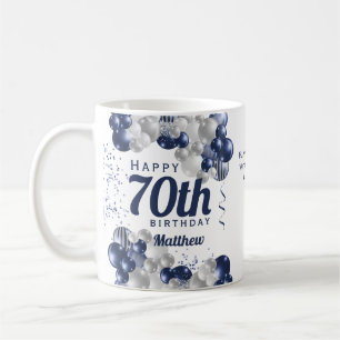 70th Birthday Navy Balloons Coffee Mug