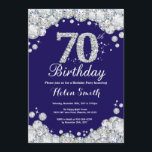 70th Birthday Navy Blue and Silver Diamond Invitation<br><div class="desc">70th Birthday Invitation. Navy Blue and Silver Rhinestone Diamond. Elegant Birthday Bash invite. Adult Birthday. Women Birthday. Men Birthday. For further customization,  please click the "Customize it" button and use our design tool to modify this template.</div>