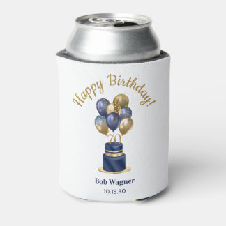 70th Birthday Navy Blue Balloon Cake Can Cooler