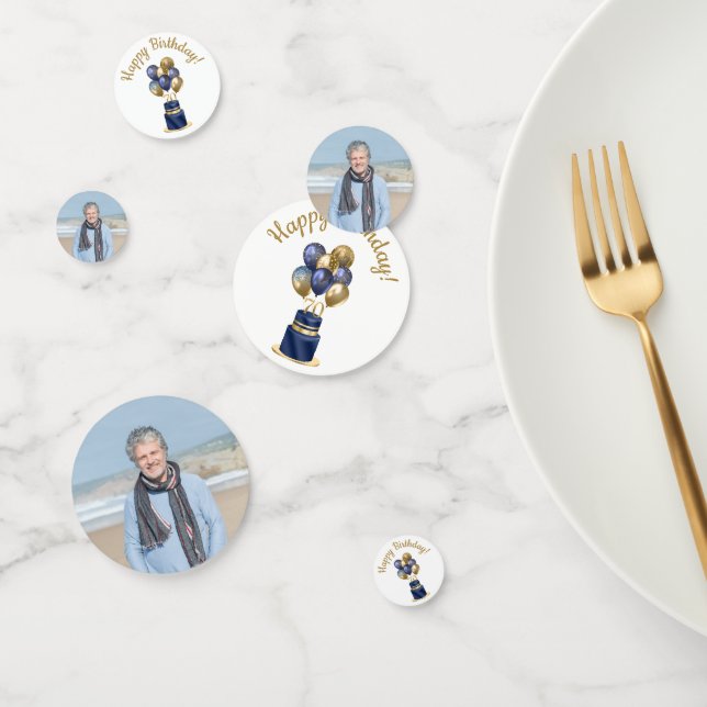 70th Birthday Navy Blue Balloon Cake Confetti (Group)