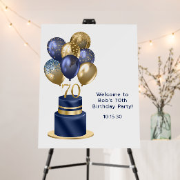 70th Birthday Navy Blue Balloon Cake Foam Board
