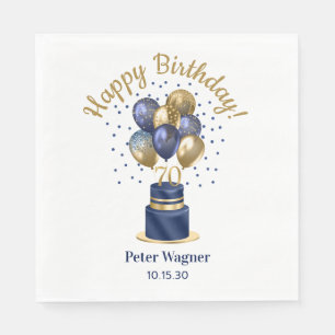 70th Birthday Navy Blue Balloon Cake Napkins