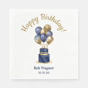 70th Birthday Navy Blue Balloon Cake Napkins