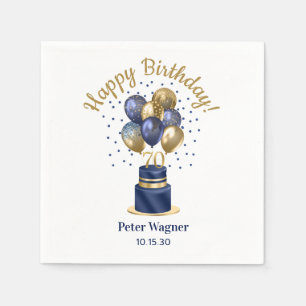70th Birthday Navy Blue Balloon Cake Napkins