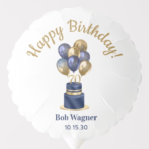 70th Birthday Navy Blue Cake Balloon