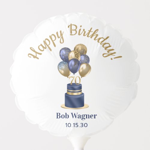 70th Birthday Navy Blue Cake Balloon