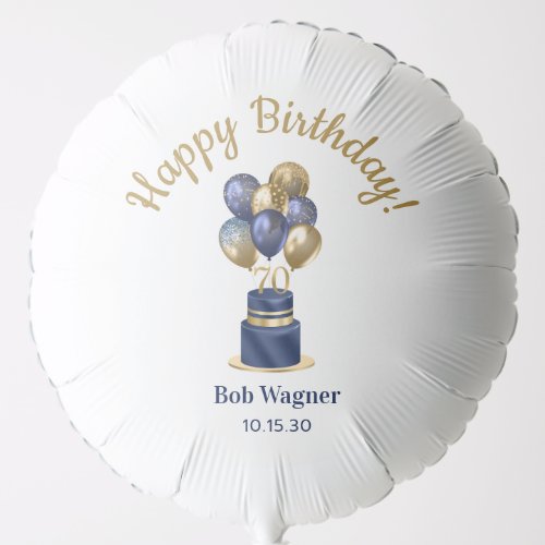 70th Birthday Navy Blue Cake Balloon