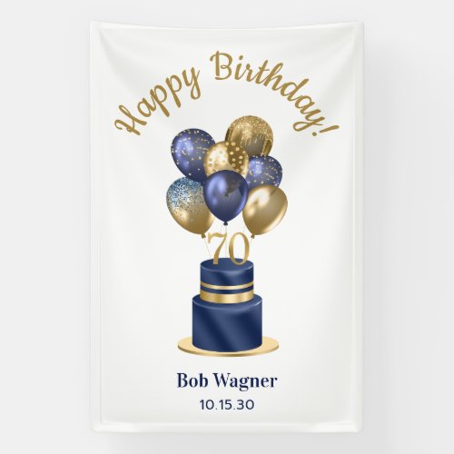 70th Birthday Navy Blue Cake Banner