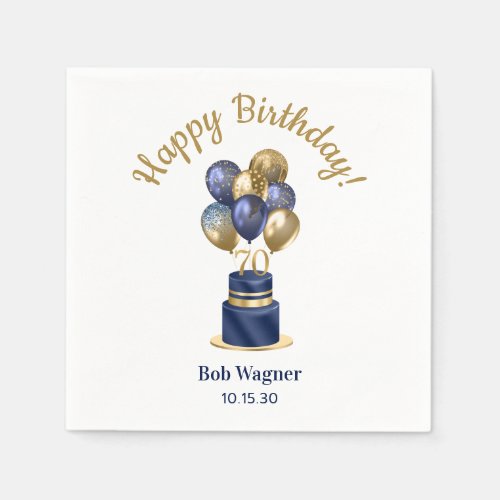 70th Birthday Navy Blue Cake Napkins